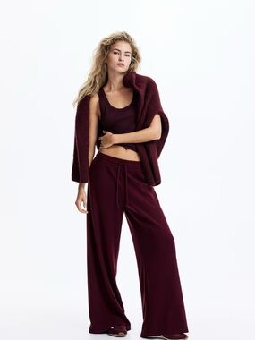 H&M Women’s Waffled Cardigan & Wide Leg Drawstring Pant (set*)